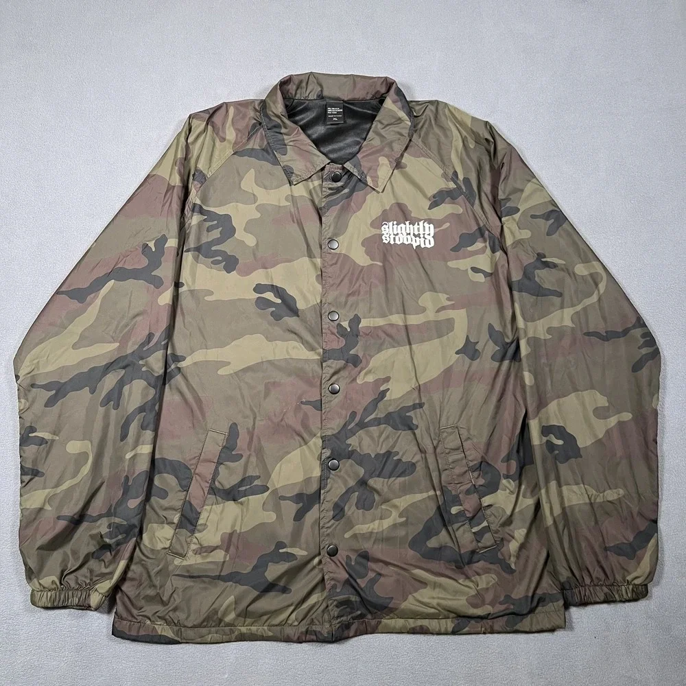 Slightly Stoopid‎ Camo Jacket Men's XL Camouflage Nylon Windbreaker Reggae Band